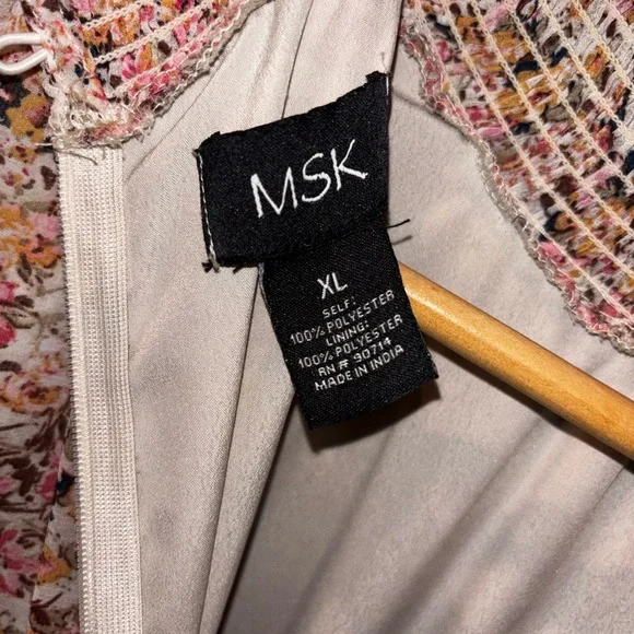 MSK Pink Multi Floral Ruffle Sleeve Wide Leg Jumpsuit Size XL Elastic Waist - Picture 10 of 10